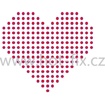 SB047 - srdce nažehlovací hot-fix kamínkový potisk na textil, rozměry cca 9,3x8,3cm barva: polobroušené kameny barva 103 Siam /červená