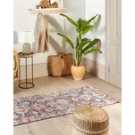 Koberec běhoun modrý a červený bavlněný 80 x 300 cm obdélníkový orientální vzor boho styl chodba Beliani