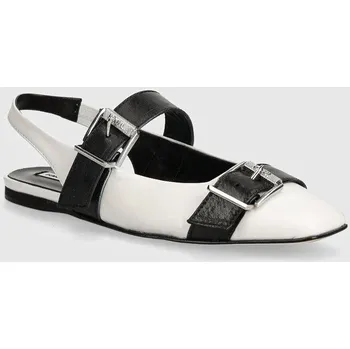 Dámské baleríny Kožené baleríny Karl Lagerfeld KONNIE bílá barva, s odkrytou patou, KL40186 KL40186.010 00X, EUR 39