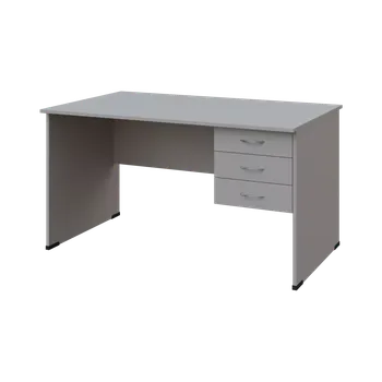 Dílenský stůl BPL 28 - 14Z13 stůl pracovní, 3-zásuvkový, pravý, dřevěná podnož, deska 25 mm, široký 1400 mm, šedá