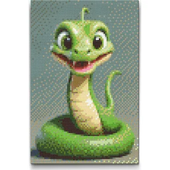 Diamantové malování Diamantové malování - Had pro děti Velikost: 20x30cm, Rámování: Pouze srolované plátno, Diamanty: Čtvercové