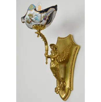 Nástěnné svítidlo Zámecká nástěnná lampa s bohyní - porcelán + bronz