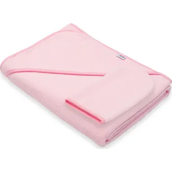 Dětská froté osuška s kapucí New Baby BASIC 100x100 ružová