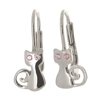Náušnice Stříbrné náušnice kočky STNAU0768F