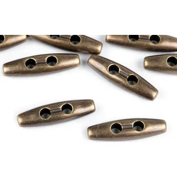 Knoflík Plastový knoflík oliva s kovovým vzhledem 10 kusů - 1 staromosaz - mat