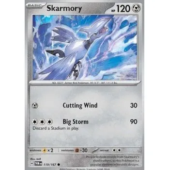 Sběratelská karetní hra Pokémon TWM 119/167 Skarmory - Twilight Masquerade Stav: Near Mint, Verze: REVERSE HOLO