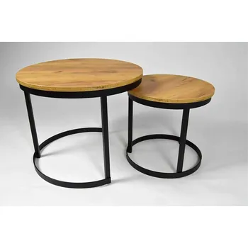 Konferenční stolek ArtSft Sada konferenčních stolků ANIA II | černá podstava / dub craft