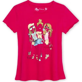 Chlapecké tričko Dívčí tričko - Wolf S2110, růžová sytě Barva: Růžová sytě, Velikost: 116