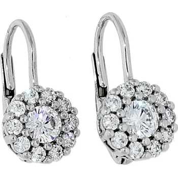 Náušnice Goldstore Kulaté náušnice s bílými kameny bílé zlato Váha: 2.72 g