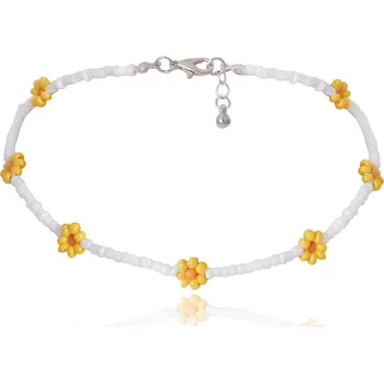 Řetízek Korálkový choker - Žluté květinky