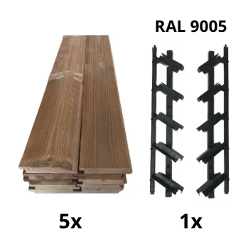 Příslušenství pro zahradní stavbu Samkit SET black - 1200*500mm (5ks thermowood borovice desek a 1x samkit)