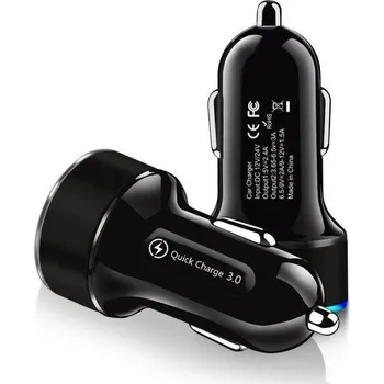 Interlook CA-003 | 2x USB rychlonabíječka do auta s LED displejem | Rychlé nabíjení 3.0 | Měřič napětí Černá