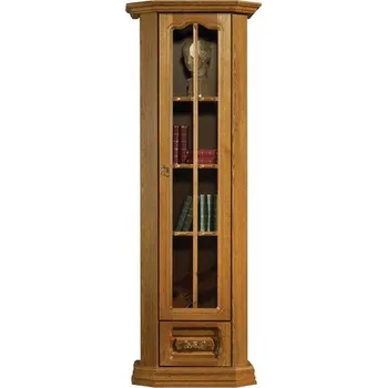 Knihovna Vitrína LEWIS 1D, masiv Barva: moření Bawaria, Provedení: levá