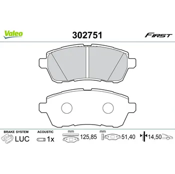 Brzdová destička Sada brzdových destiček, kotoučová brzda, , VALEO, 302751