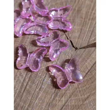 Korálek Plastové korálky motýl 15x18 mm barva růžová