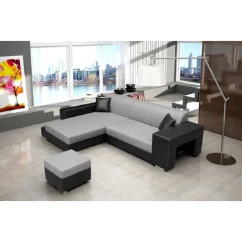 Sedací souprava Falco Rohová sedací souprava Oskar, rozkládací s úložným prostorem, levá, světle šedá Inari 91/černá Soft 11