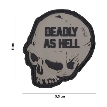 Nášivka Gumová nášivka 101 Inc nápis Deadly as Hell - šedá