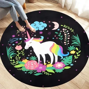 Koberec Kulatý dětský koberec s jednorožcem - 18,60 cm x 60 cm