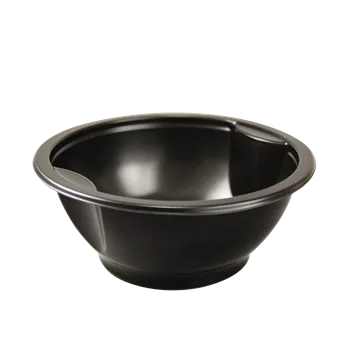 Jednorázové nádobí ECOFOL Plastová zatavovací miska na polévku PP 500 ml kulatá černá O149 mm bal/50 ks