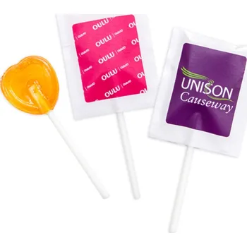 Bonbon Lízátko ve tvaru srdce ploché 5g v reklamním obalu 500ks