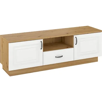 Televizní stolek FLAMENGO RTV - TV stolek DUB ARTISAN/ BÍLÁ MDF (FLAWIA WHARRTV-2D1S) "LP" (2 balíky) (K150-E)