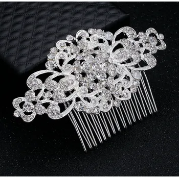 Souprava šperků B-TOP Svatební postříbřený hřeben do vlasů Crystal Flower