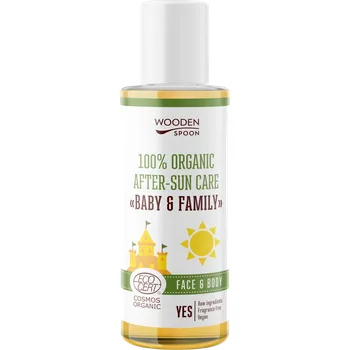 Přípravek po opalování Wooden Spoon Baby & Family BIO olej po opalování na obličej a tělo 100 ml