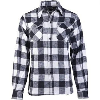 Pánské oblečení MIL-TEC Košile DŘEVORUBECKÁ na knoflíky BÍLOČERNÁ M BÍLÁ - WHITE