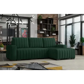 Sedací souprava Falco Rohová sedací souprava HAKIM rozkládací s úložným prostorem, pravá, tmavě zelená/manila35