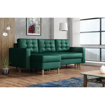 Sedací souprava Falco Rohová sedací souprava Anabel UNI, rozkládací s úložným prostorem, tmavě zelená Kronos 19