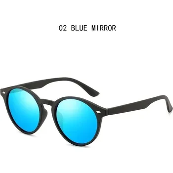 Stylové kulaté sluneční brýle se zrcadlovým efektem UV400 - 02 MODRÉ ZRCADLO
