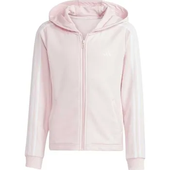 Dámská mikina Dívčí tréninková mikina adidas TRAIN ESSENTIALS FULL-ZIP HOODIE 170 Růžová, Bílá