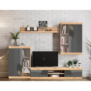 Obývací stěna Obývací stěna, sestava TOLUCA dub artisan/antracit lesk