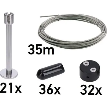 Opora na rostlinu Zelená nástěnná sada 3000x1000mm, 4mm drát, nerezová ocel s plastovými spojkami