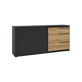 Komoda MONACO K02 - Komoda 2D3S lamino šedá/černá mat/dub catania (MELLORCA SAIK02=2BALÍKY) (W) (K150)