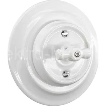 vypínač VINTAGE vypínač 6 schodišťový bílá otočná komplet kulatá keramika K1-R110A1