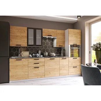 Kuchyňská linka CASA 83078 280 cm bílá/dub kraft zlatý