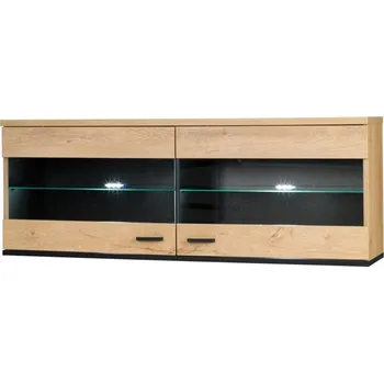 Obývací stěna Falco Závěsná vitrína Jocker R9, dub lefkas/černá