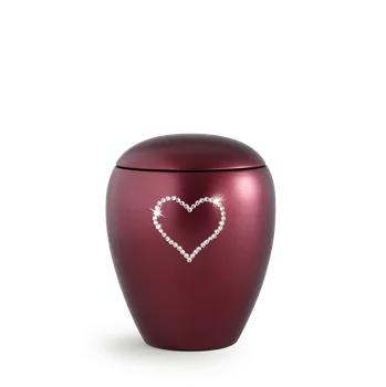 Smuteční dekorace Zvířecí urna Crystal Heart - Rubínová 1,5l