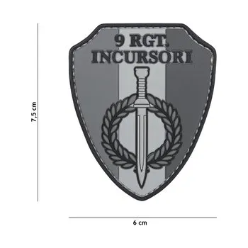 Nášivka Gumová nášivka 101 Inc znak 9 RGT. Incursori - šedá