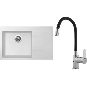 Kuchyňský dřez Set Sinks G5328 (dřez Rim 780 L Milk 28 levý + baterie Flexia lesklá)