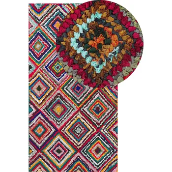 Koberec Koberec vícebarevný bavlněný 80 x 150 cm pletený ručně vyrobený Boho styl Beliani