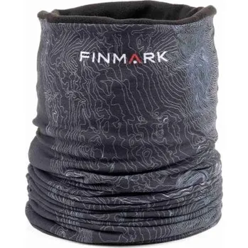 Nákrčník Multifunkční šátek Finmark MULTIFUNCTIONAL SCARF WITH FLEECE UNI Tmavě šedá, Bílá