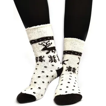Dámské ponožky Vánoční dámské ponožky sobík bílé, VELIKOST 35 - 38