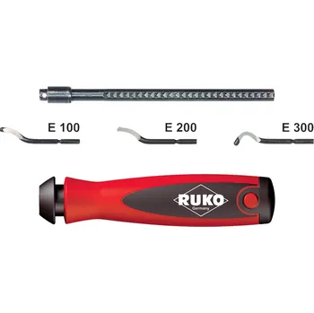 Vrták RUKO Odstraňovač otřepů, sada E, plastová rukojeť - RU107006