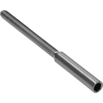 Zábradlí Zakončovací prvek pro drát z nerezové oceli Ø5mm, lepicí/zapichovací, broušená nerezová ocel, s 60mm závitem