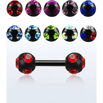 Piercing Piercingate Činka do ucha s krystaly PNC00148 - Barva/Motiv: Černá/Vícebarevná