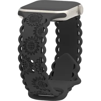 Příslušenství k chytrým hodinkám Perforované slunečnice řemínek pro Apple Watch 42/44/45/46/49mm Barva: Černá