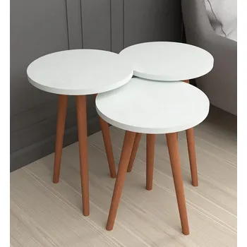 Konferenční stolek Sada konferenčních stolků MAYNE bílá/přírodní masív