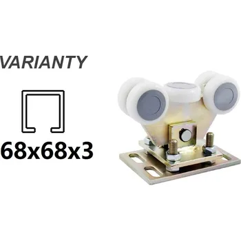 Pohon brány Kyvný vozík s regulací, 5 rolí s montážní deskou pro C-profil 68x68x3
